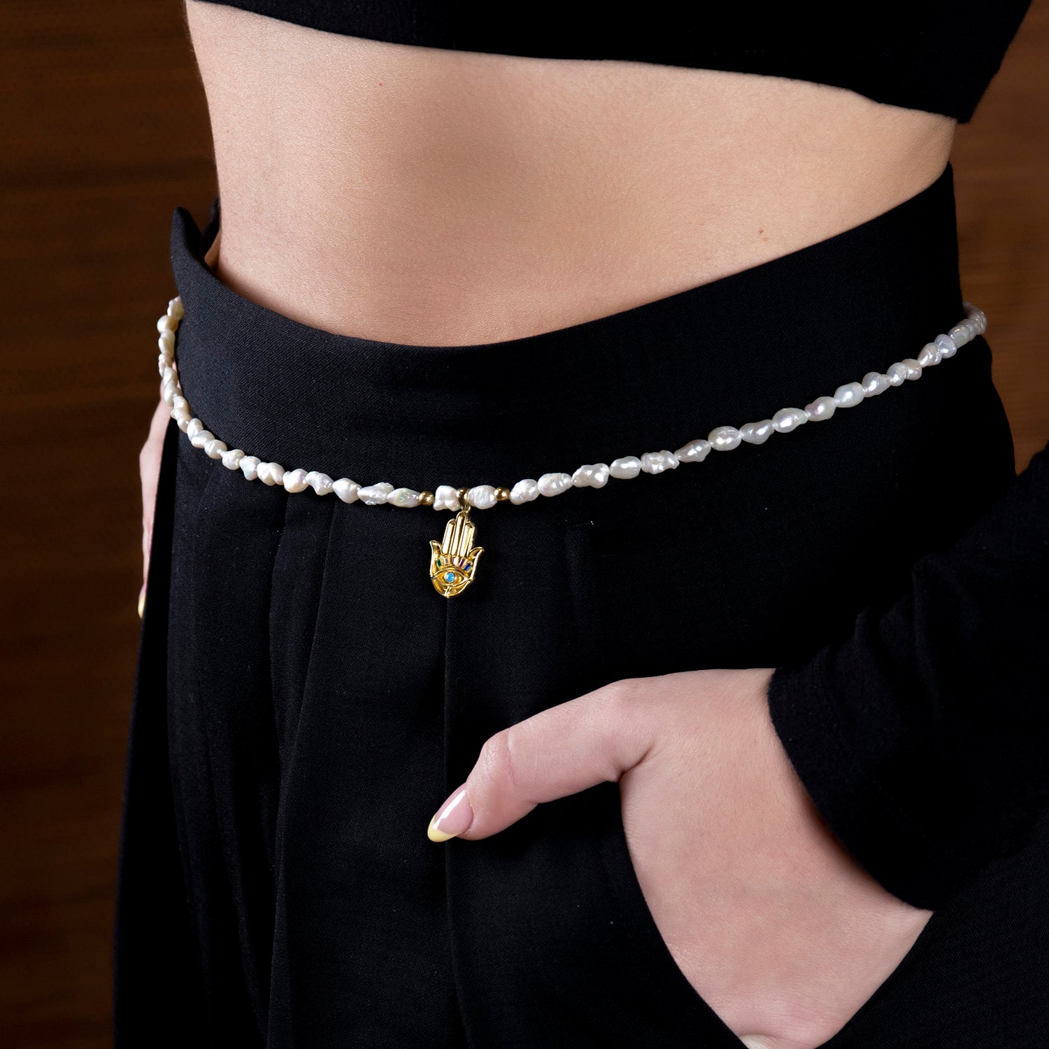 The Athena Pearl Body Chain Ece London Sustainable Jewellery La Maison Couture