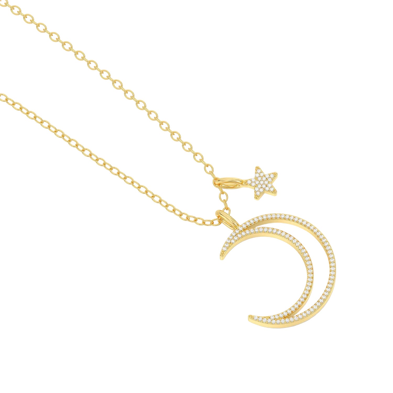 Crescent Moon and Star Pendant Necklace