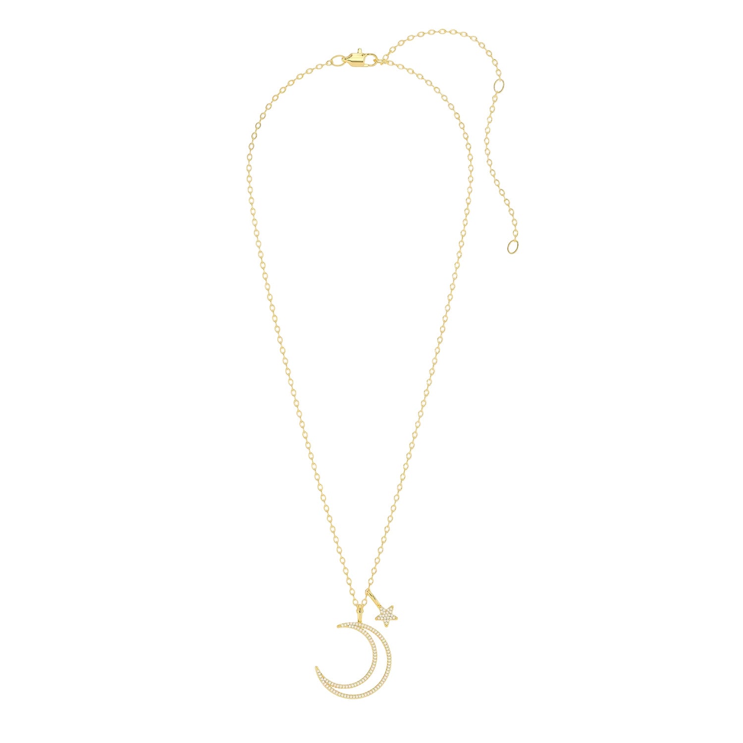 Crescent Moon and Star Pendant Necklace
