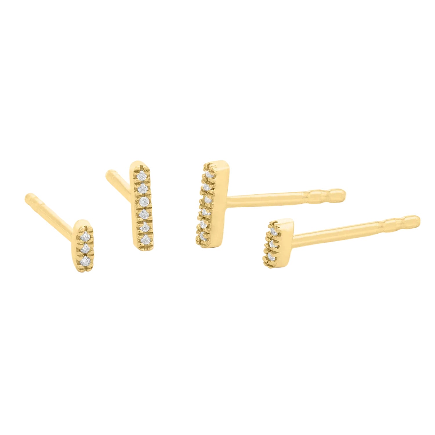 One Double Bar Stud Earrings (Two Pairs)