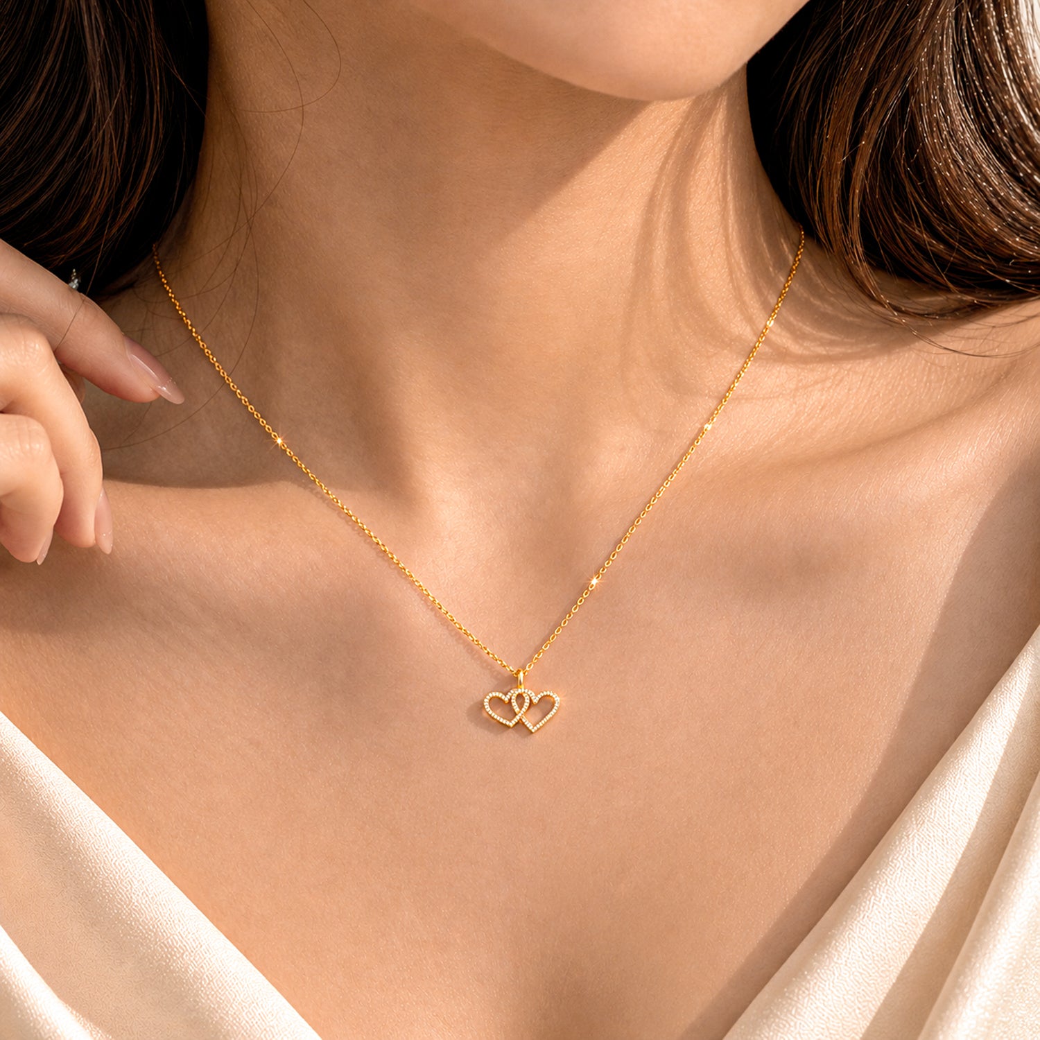 Two Hearts Pendant Necklace