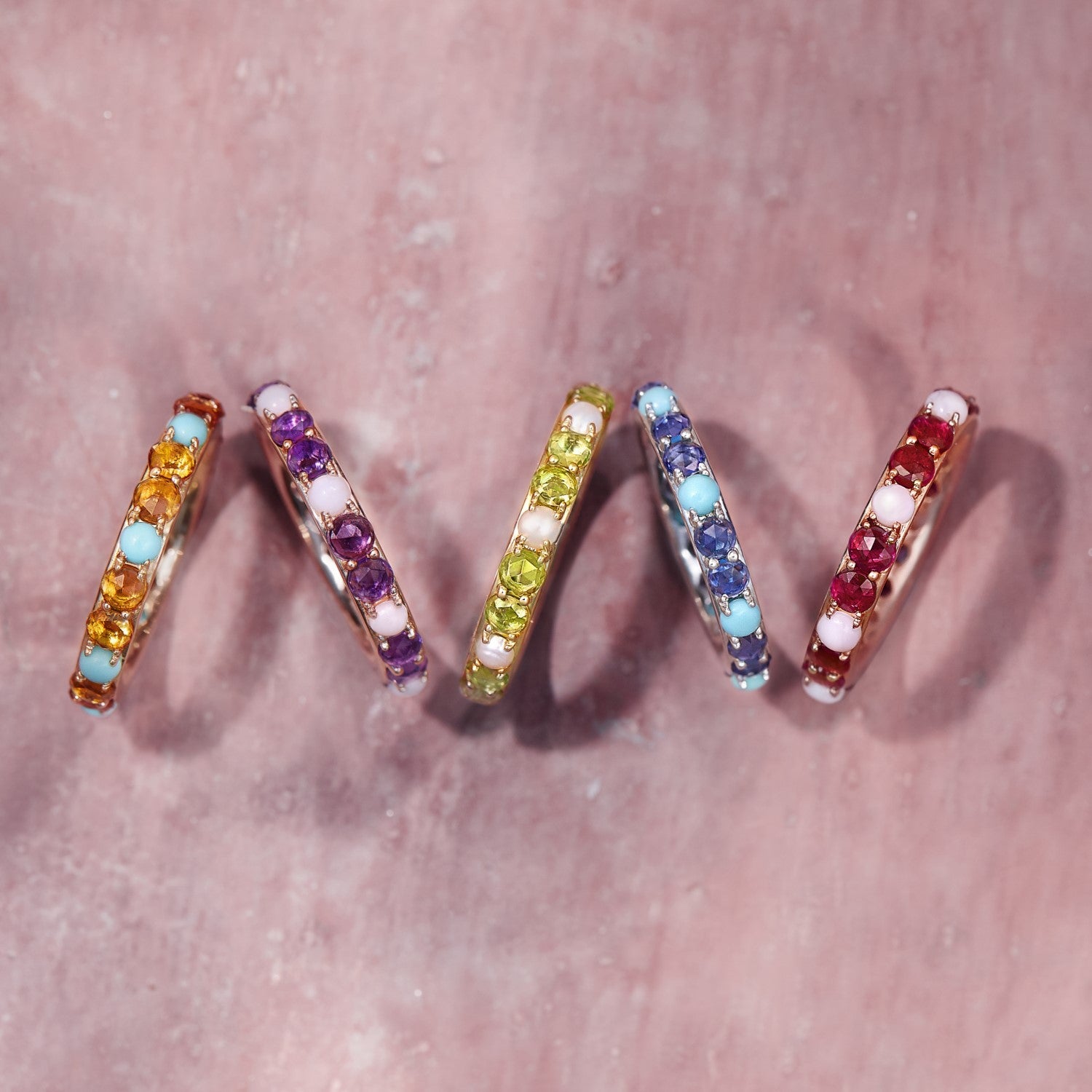 Jaipur Amethyst and Pink Opal Ring