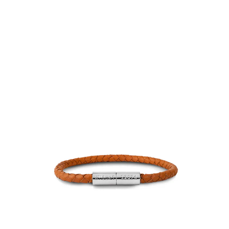 Teman Slim Woven Jacquard Bracelet - Bracken and White Gold