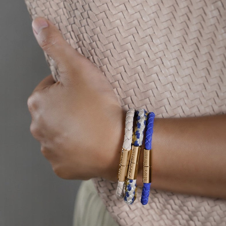 Teman Slim Woven Jacquard Bracelet - Electric Blue