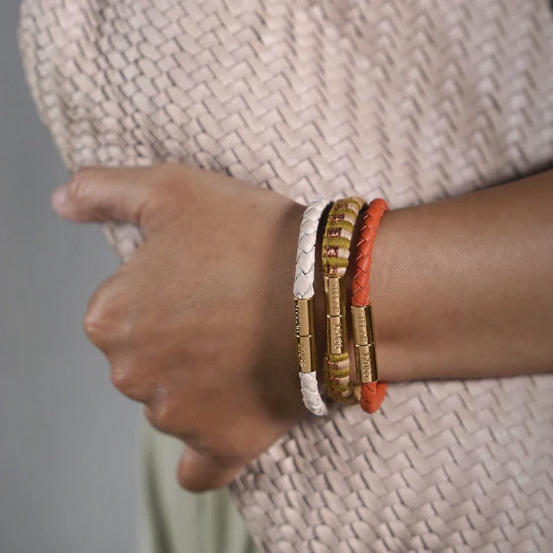 Teman Slim Woven Jacquard Bracelet - Limestone