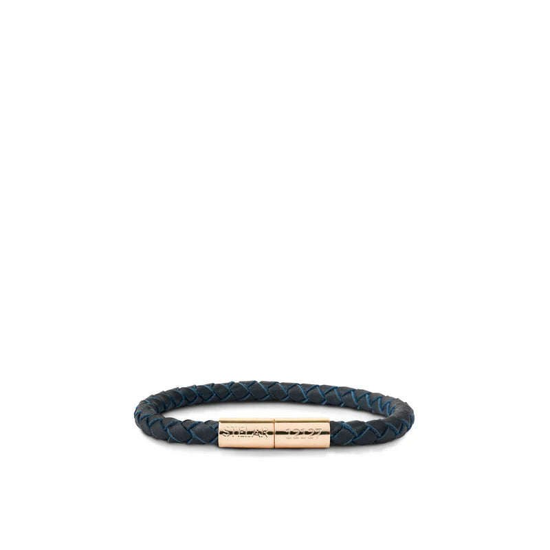 Teman Slim Woven Jacquard Bracelet - Midnight and Yellow Gold