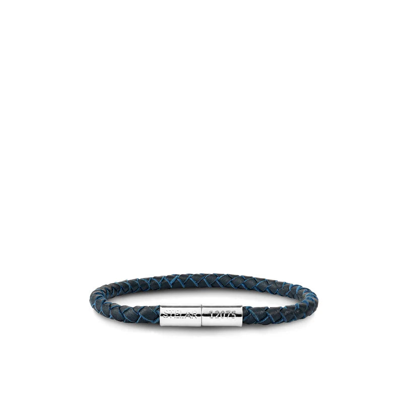 Teman Slim Woven Jacquard Bracelet - Midnight and White Gold