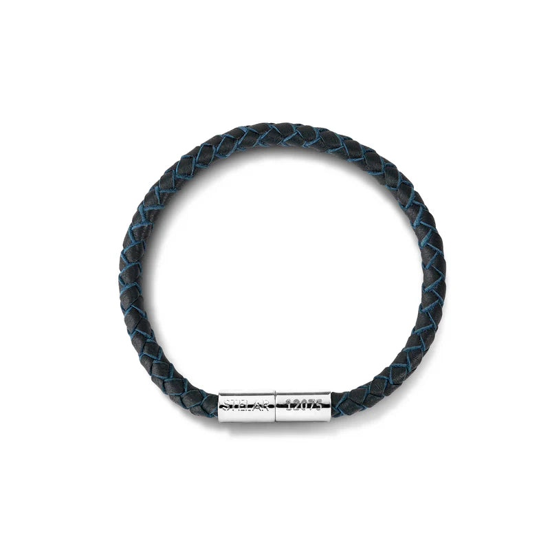 Teman Slim Woven Jacquard Bracelet - Midnight and White Gold