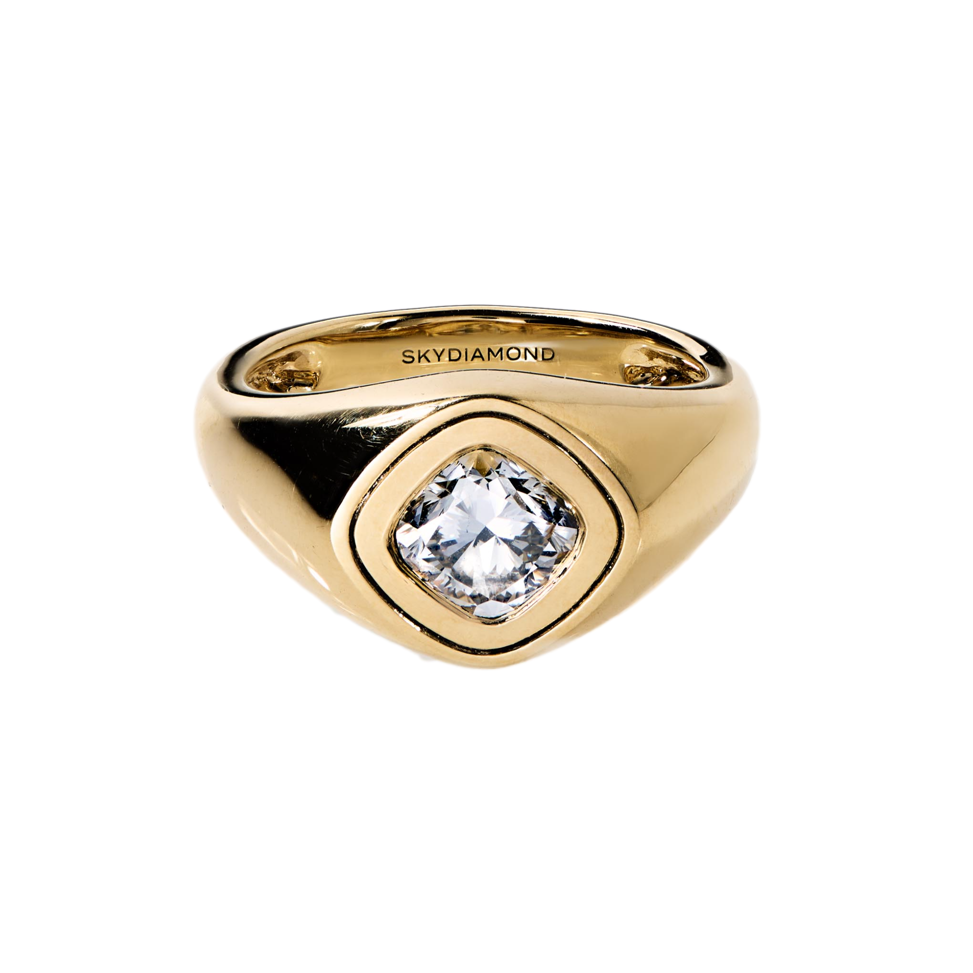 Sky Signet Ring Liquid Silver Cushion 1.07ct  Skydiamond La Maison Couture