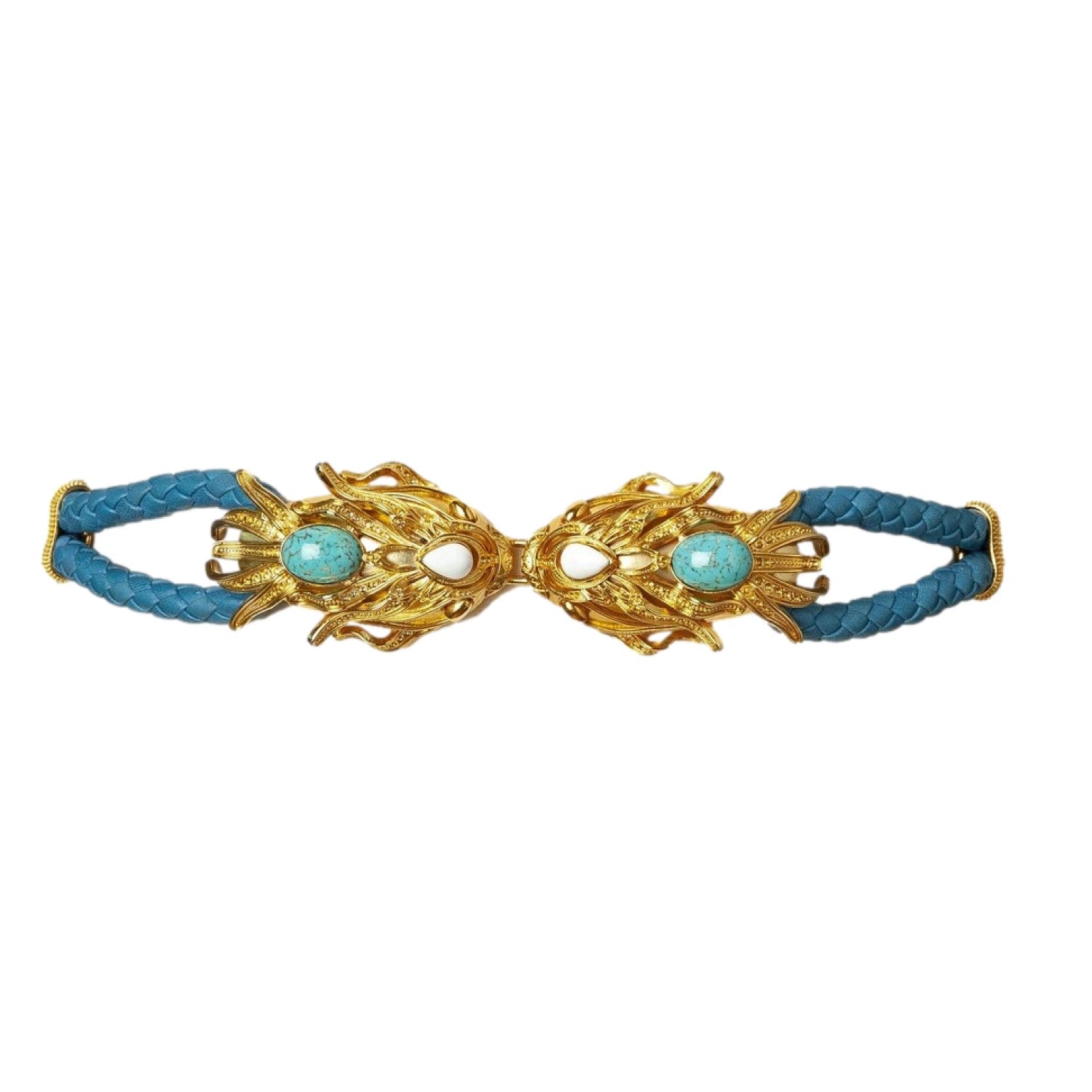 Gold Dragon Fish Belt in Blue