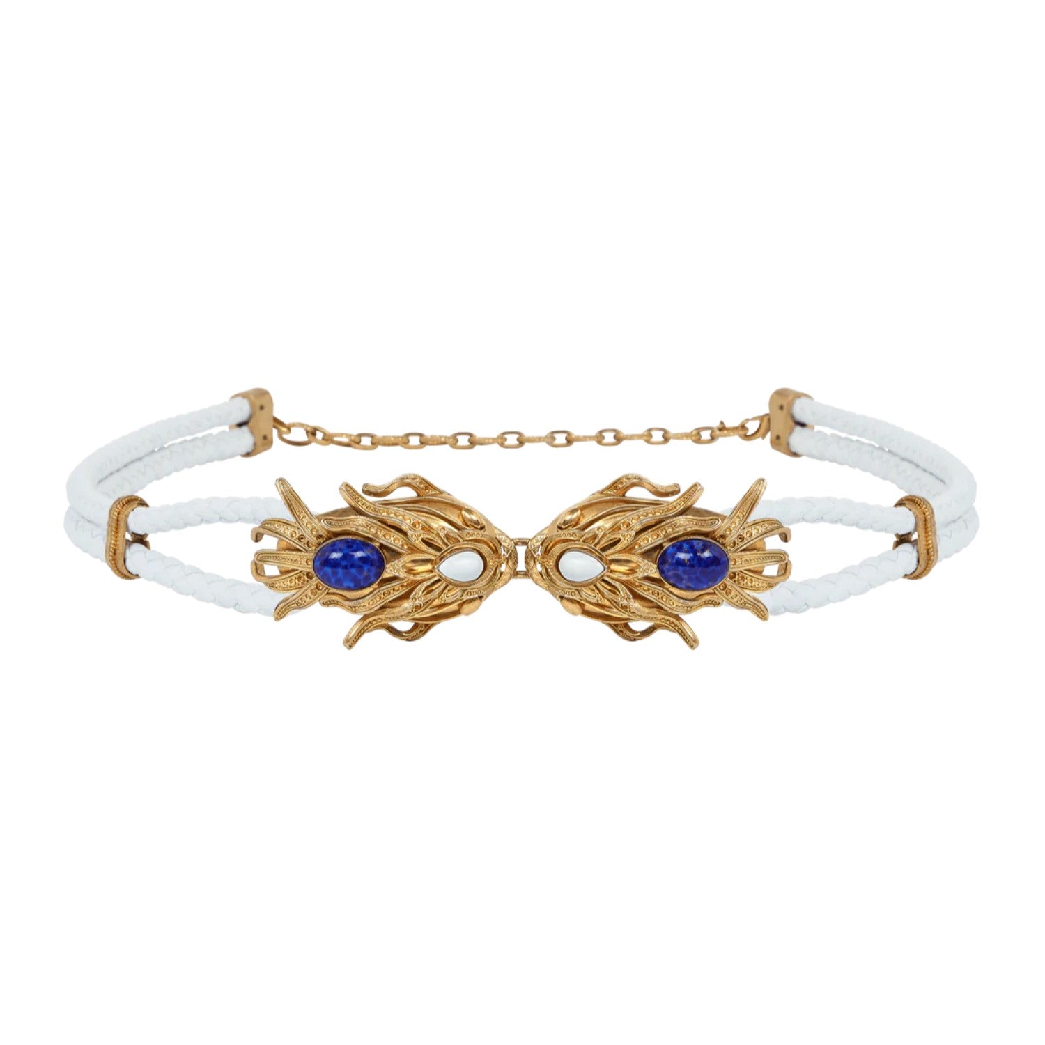 Gold Dragonfish Belt in White