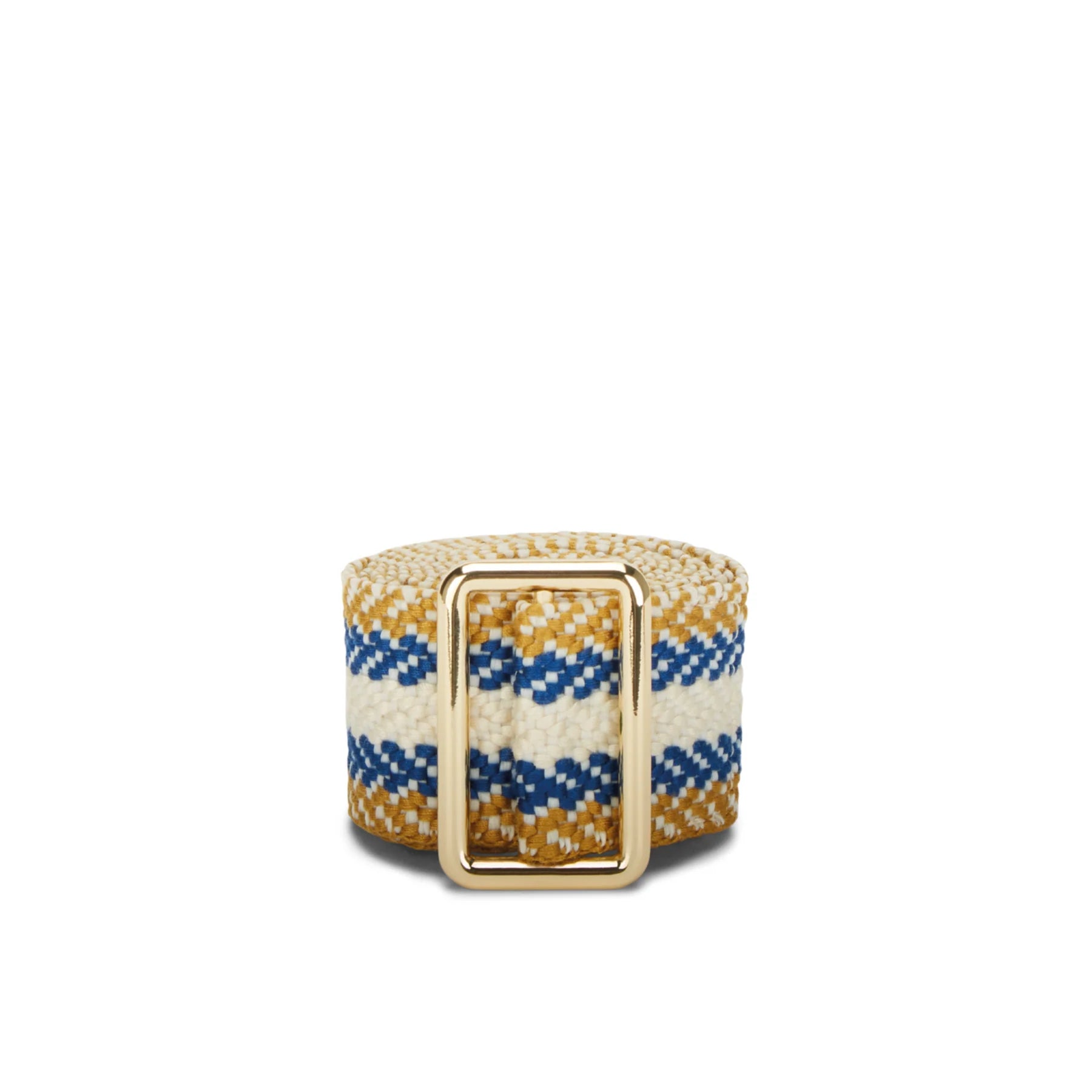 Sunda Jacquard Belt - Natural with Blue Stripe