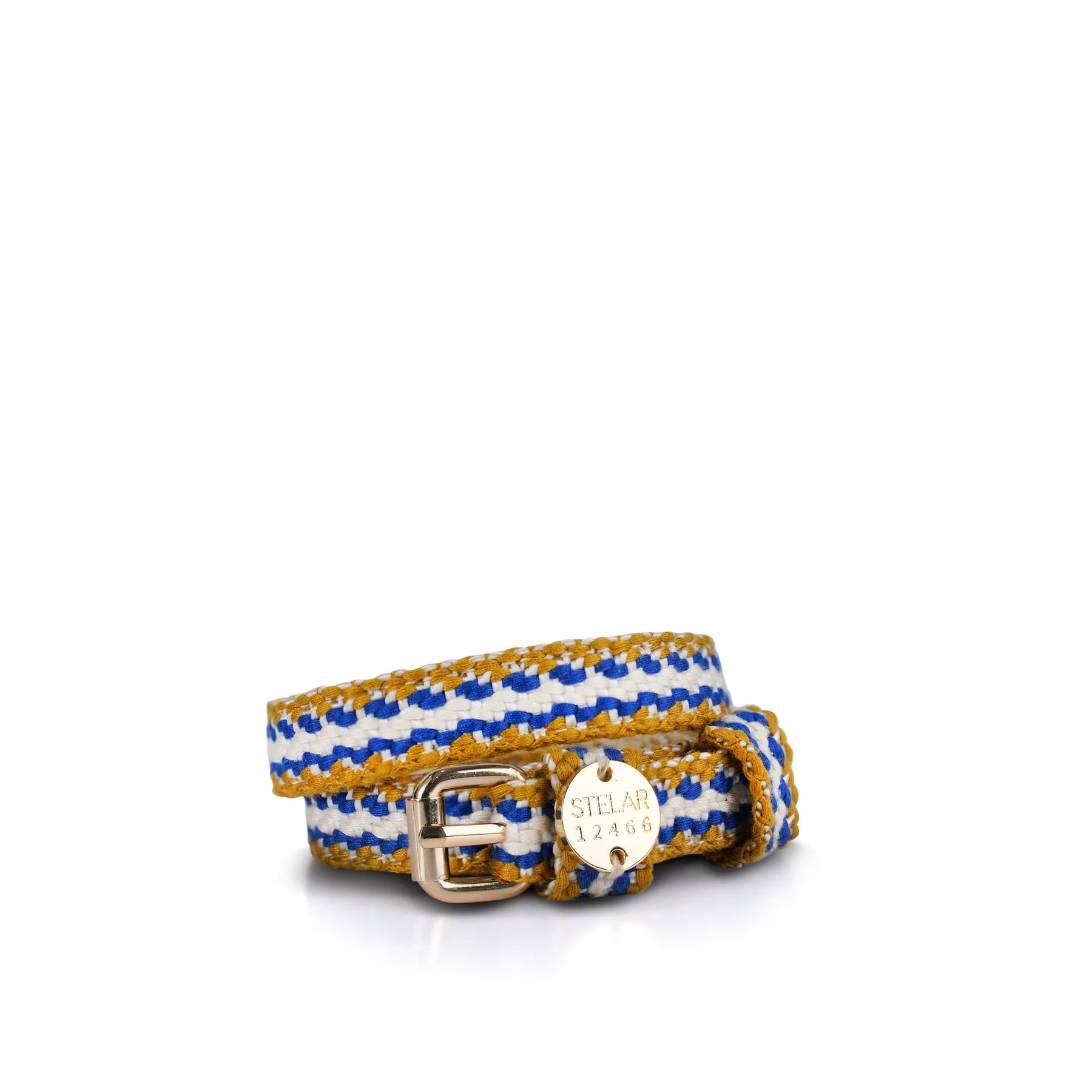 Sunda Slim Jaquard Belt - Blue Stripe