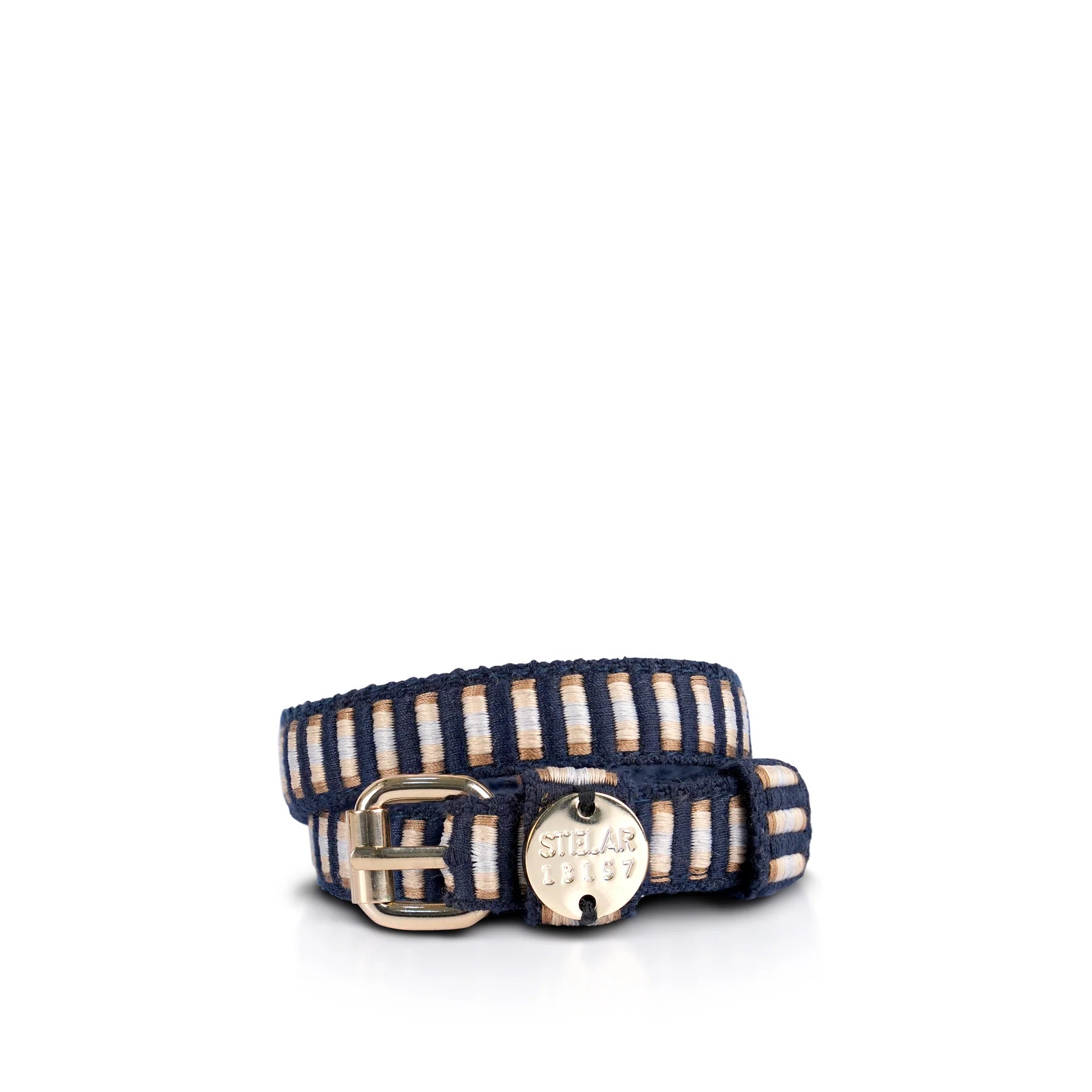 Sunda Slim Jaquard Belt - Olive Stripe