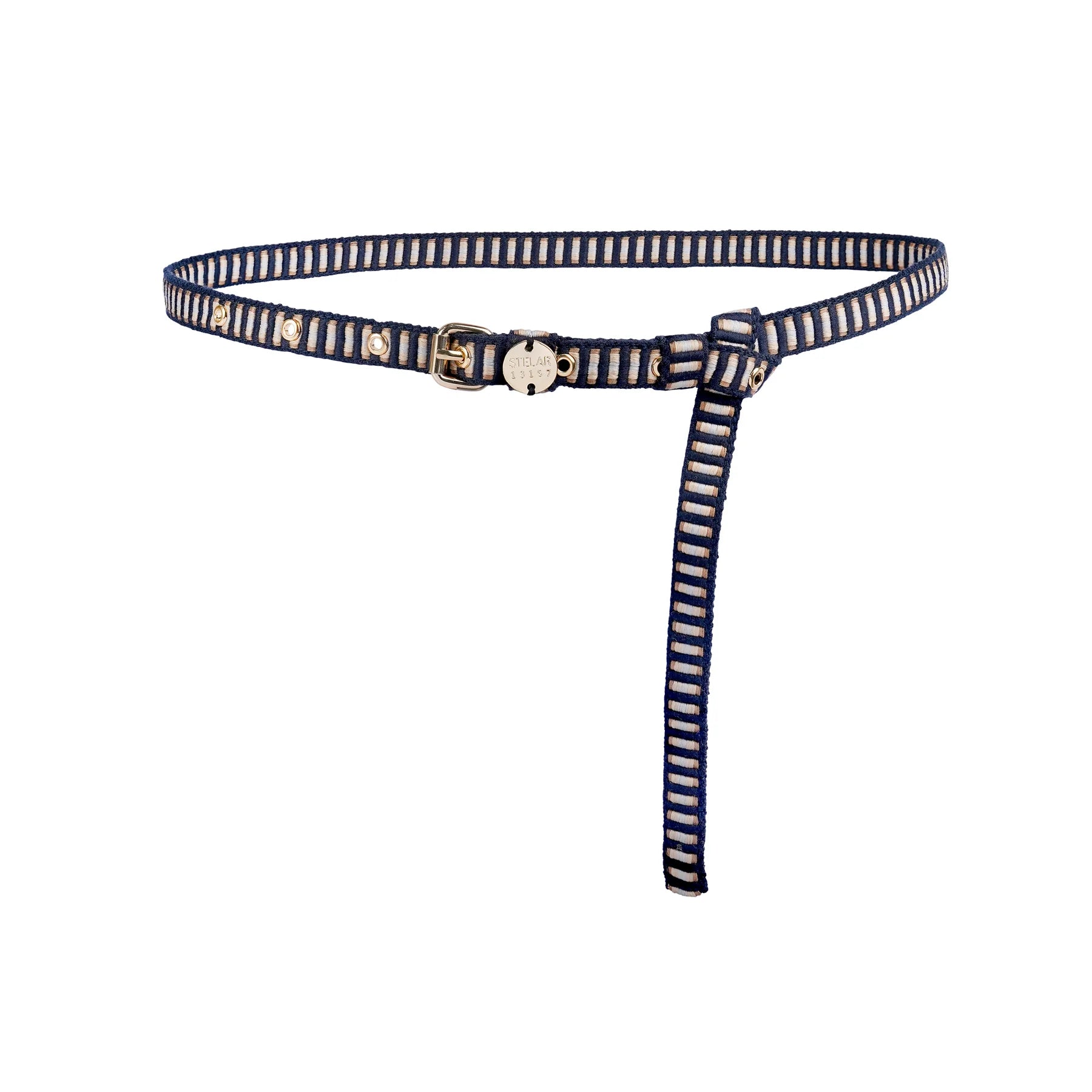Sunda Slim Jaquard Belt - Olive Stripe