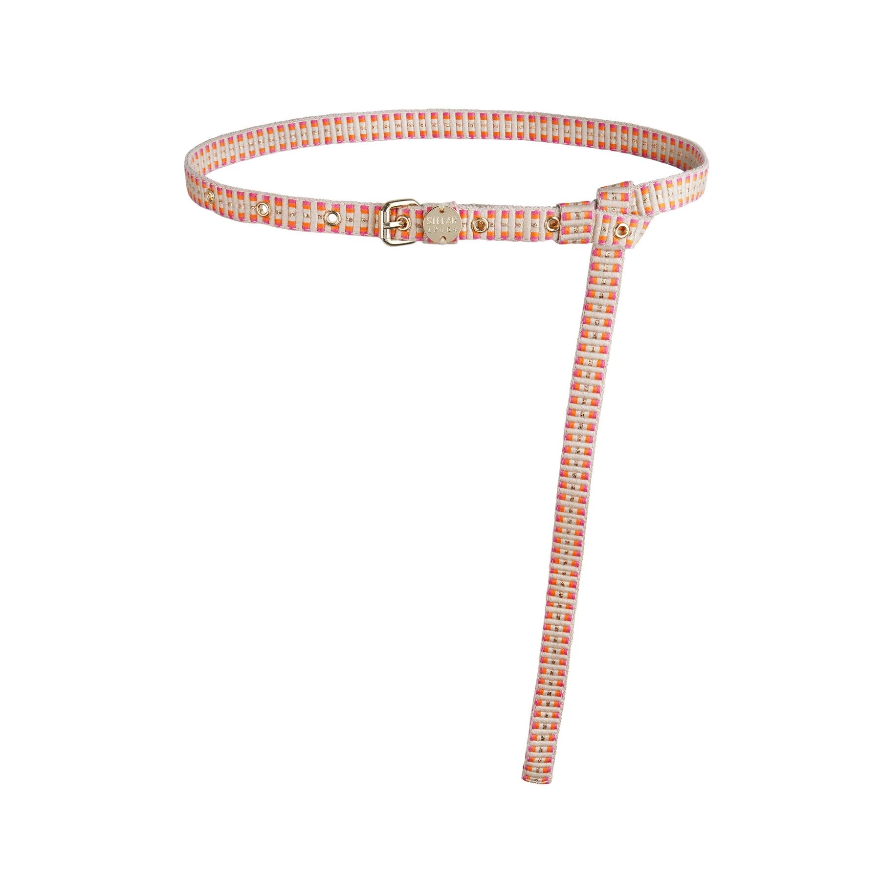 Sunda Slim Jaquard Belt - Pomegranate Stripe