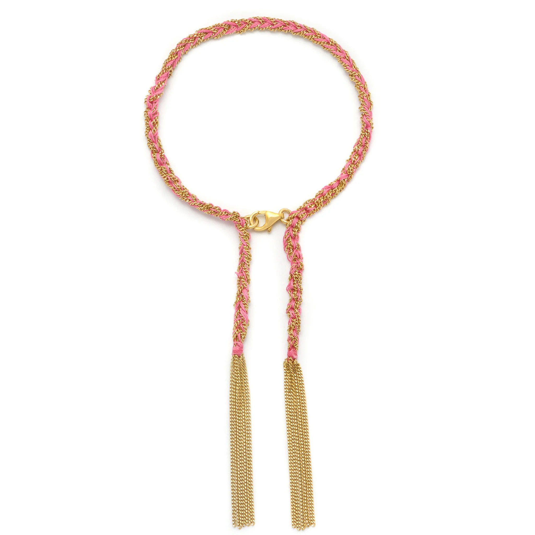 Panama Tassel Bracelet Gold and Pink