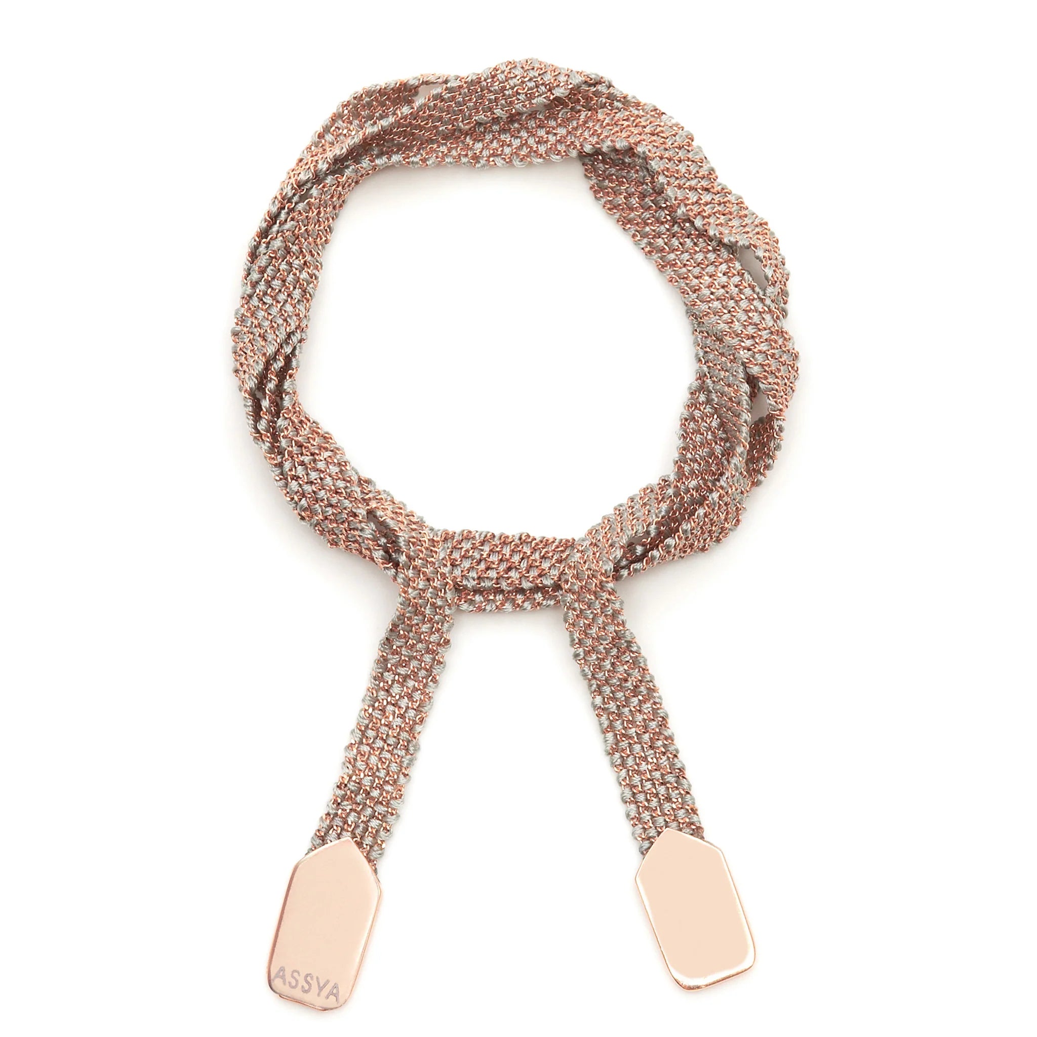 Weaved Wrap Bracelet Rose Gold and Grey