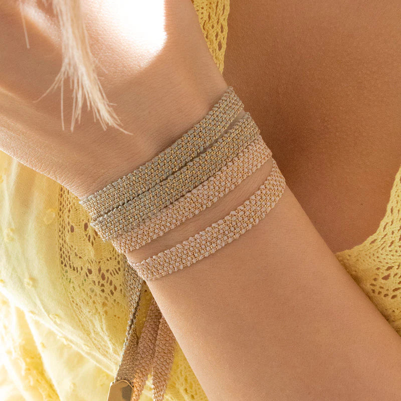 Weaved Wrap Bracelet Rose Gold and Grey