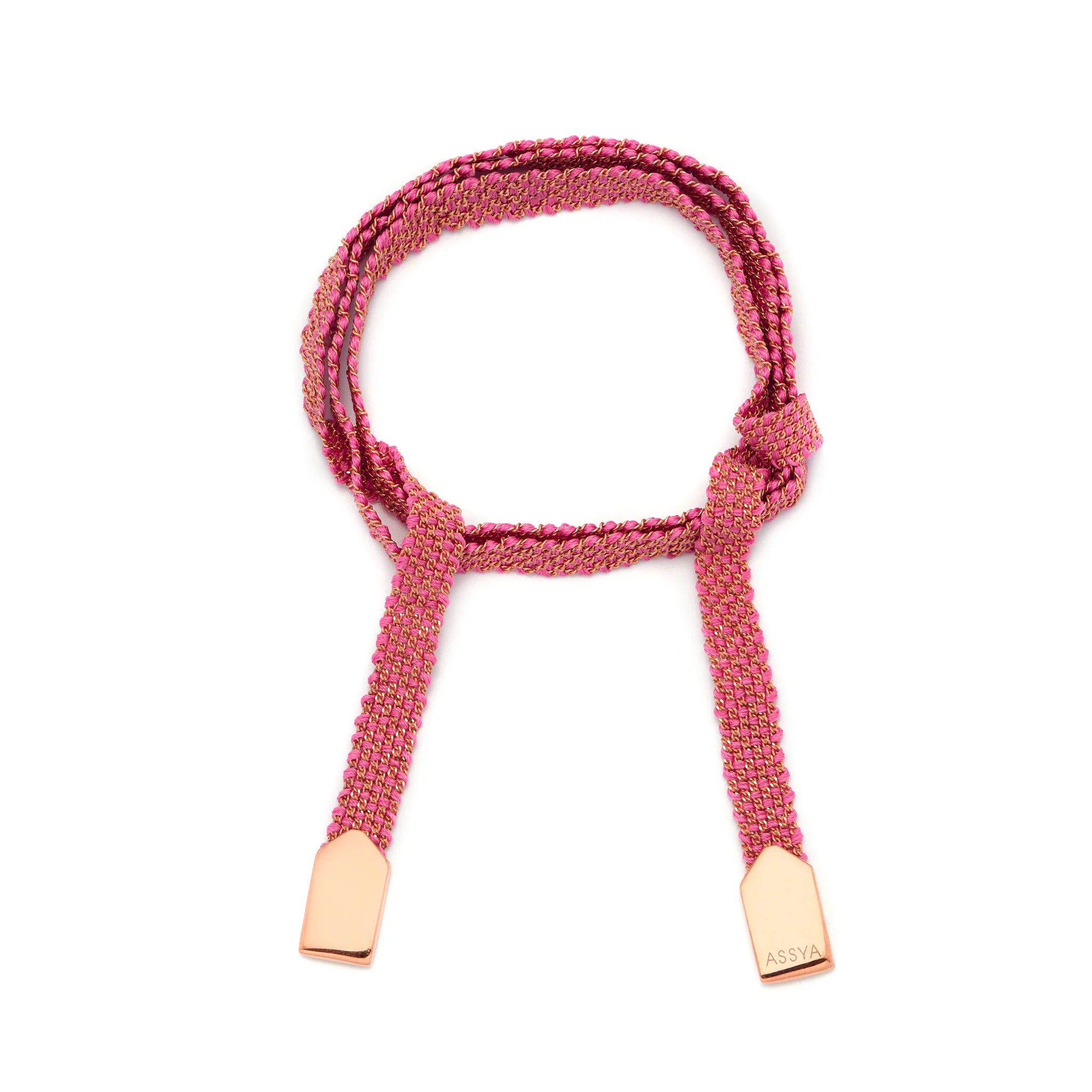 Weaved Wrap Bracelet Rose Gold and Pink