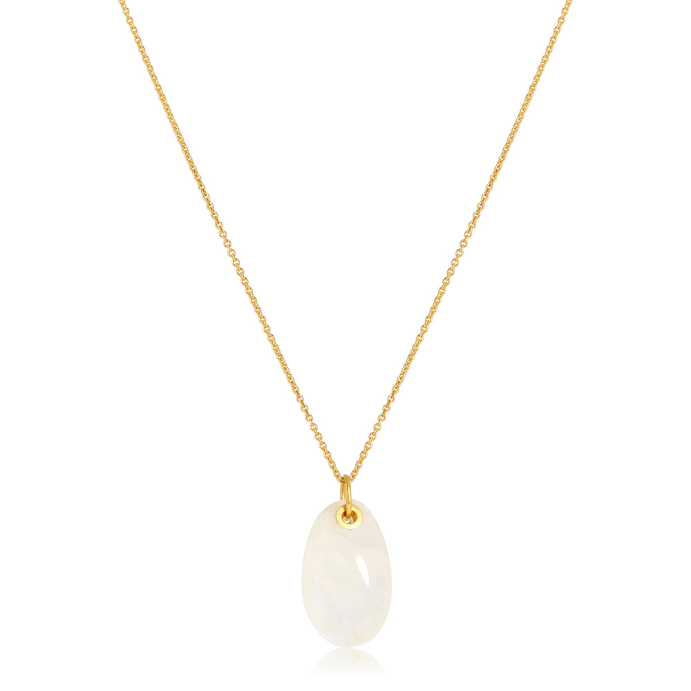 Moon Egg Pendant on Fine Chain - Moonstone
