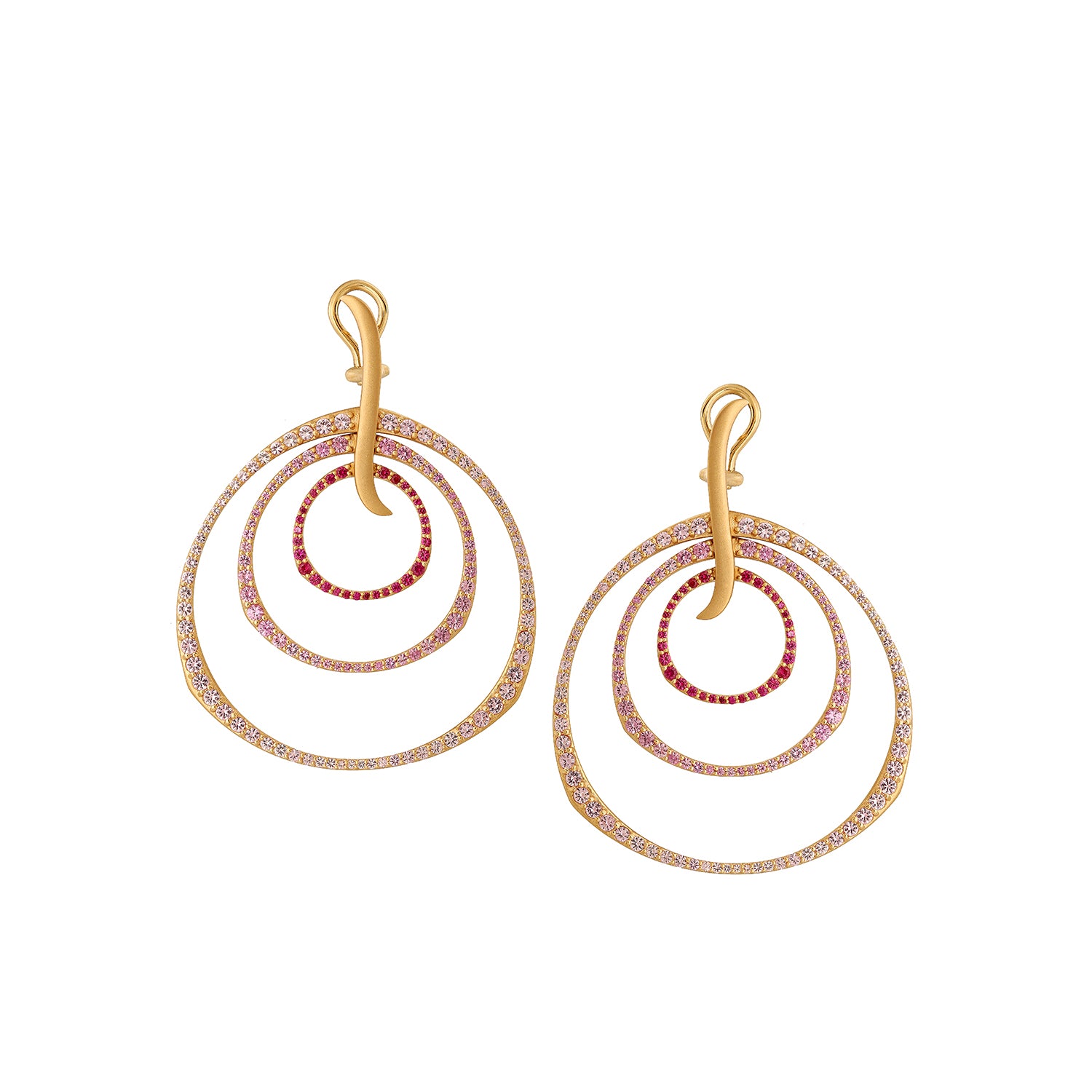 Ombre Rose Triple Hoop Earrings