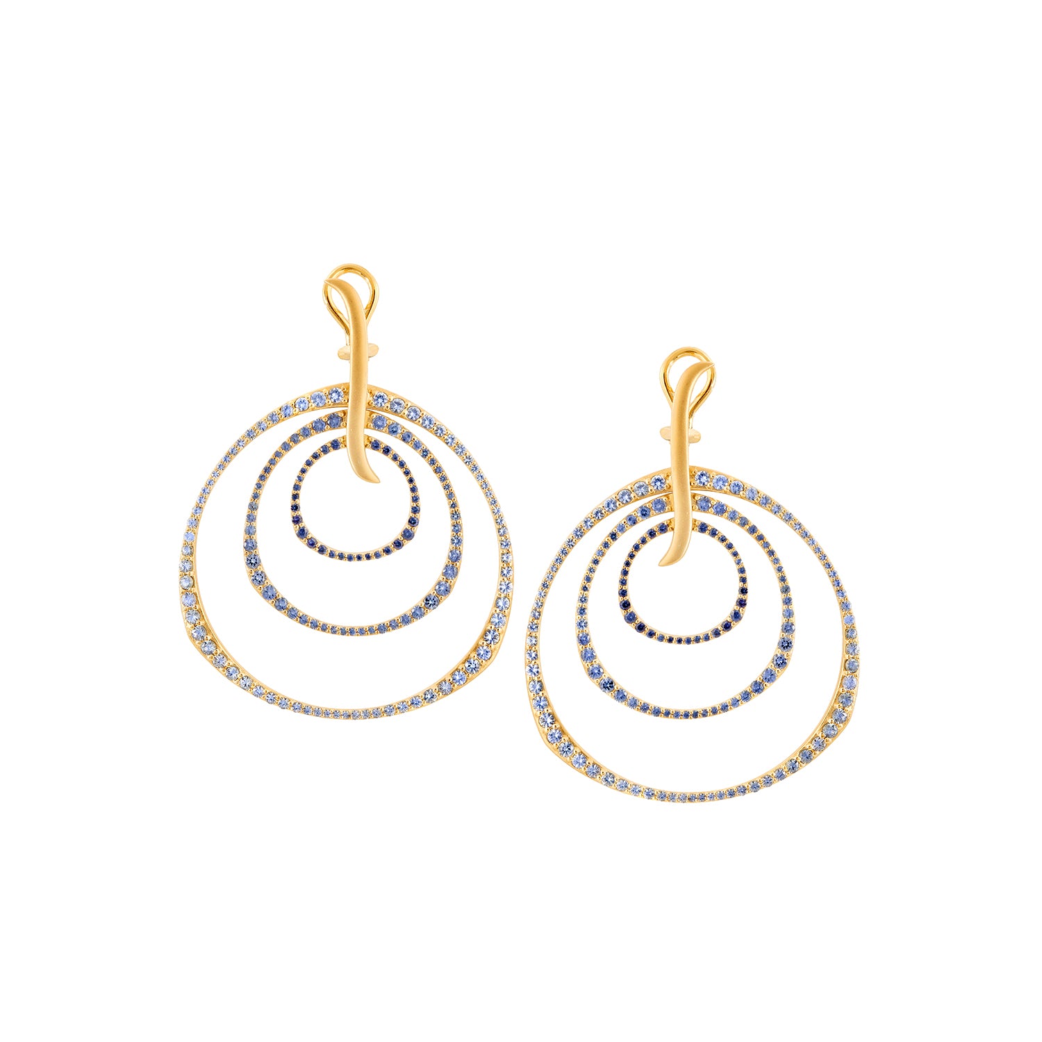 Ombre Sapphire Triple Hoop Earrings