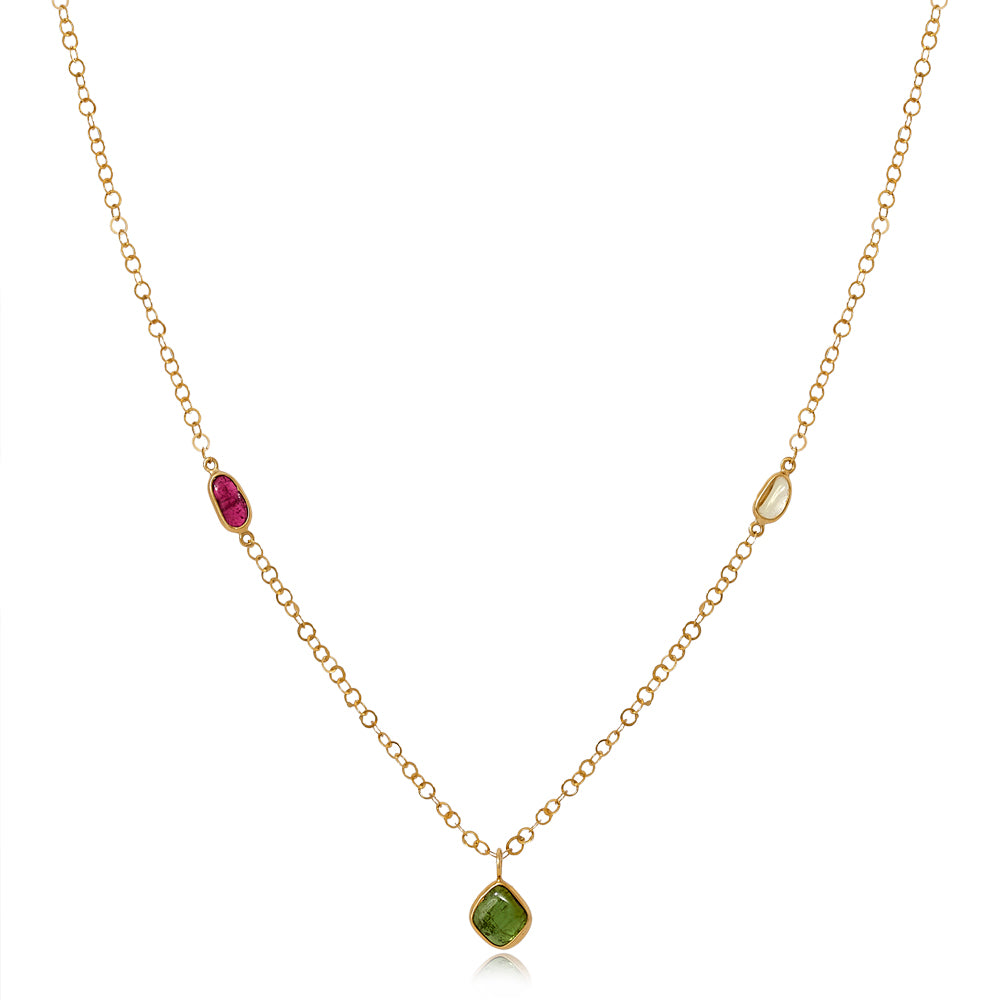 Three Stone Necklace on Chain