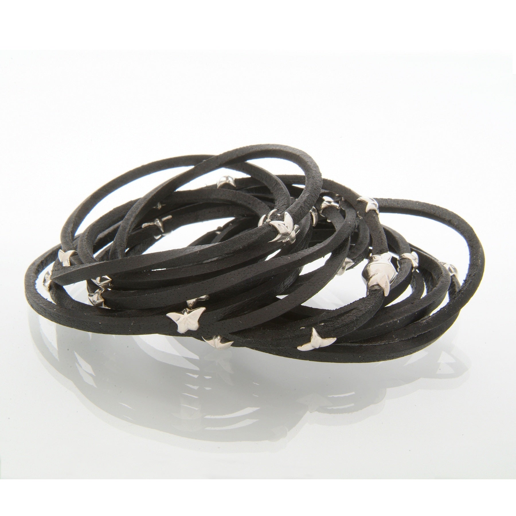 Leather Silver Star Bracelet