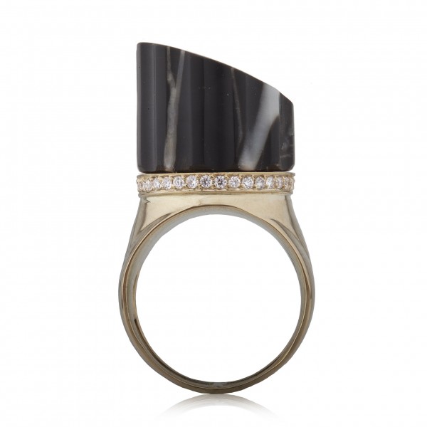 Incomplete Column Ring Black Marble by Completedworks