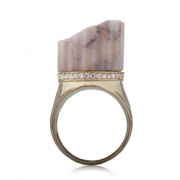 Incomplete Column Ring Pink Marble by Completedworks