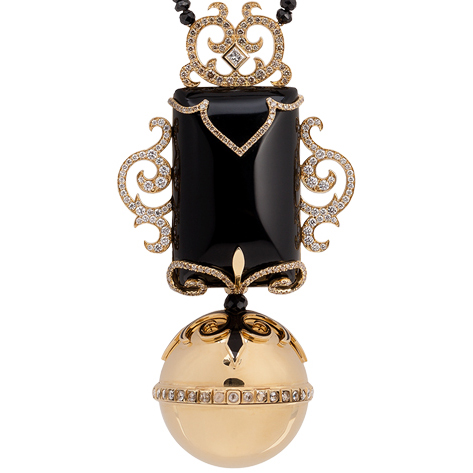 Alchemist – Onyx and Diamond Orb Necklace by Dionea Orcini