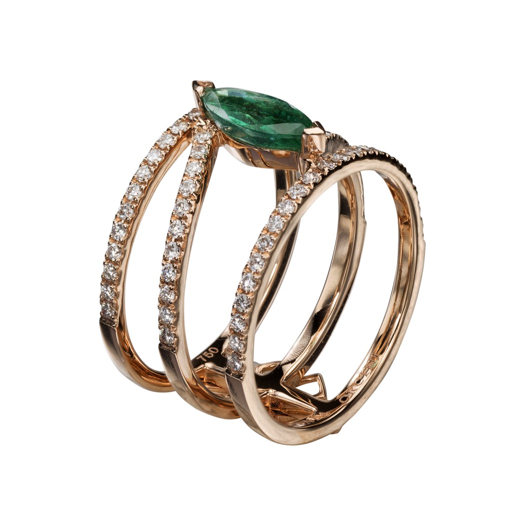 Linee Misteriose – Diamond and Emerald Ring by Dionea Orcini