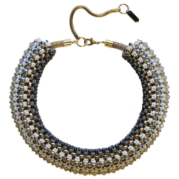 Congo Statement Necklace – Grey by SOLLIS