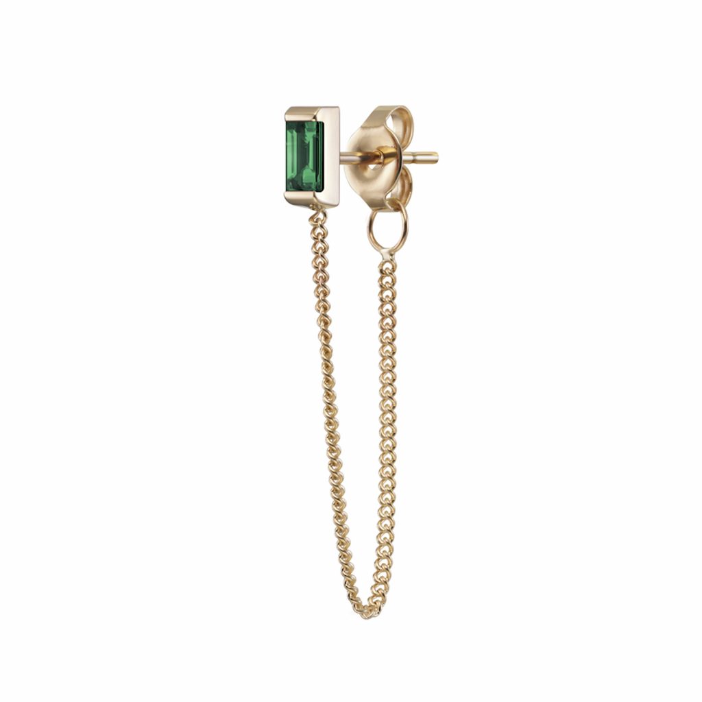 Galana Chain Stud with Emerald by Selin Kent