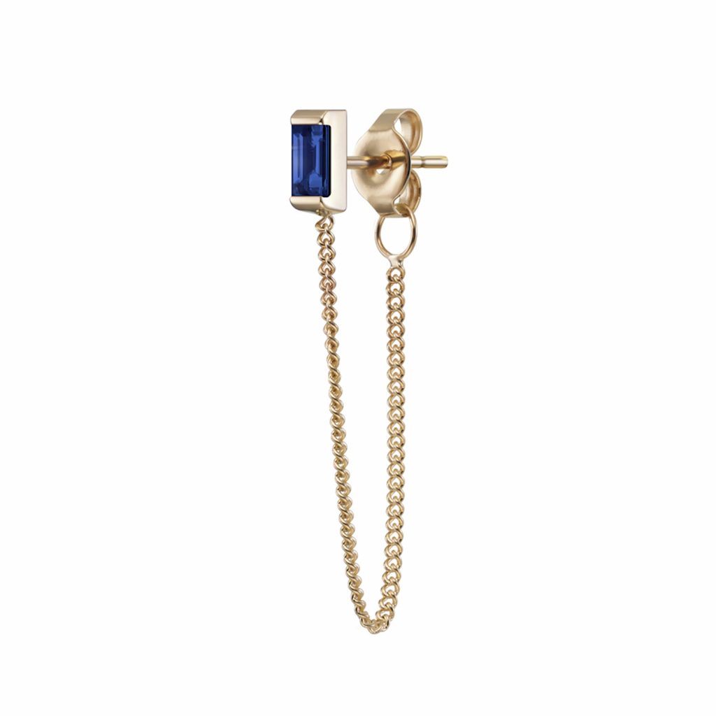 Galana Chain Stud with Sapphire by Selin Kent