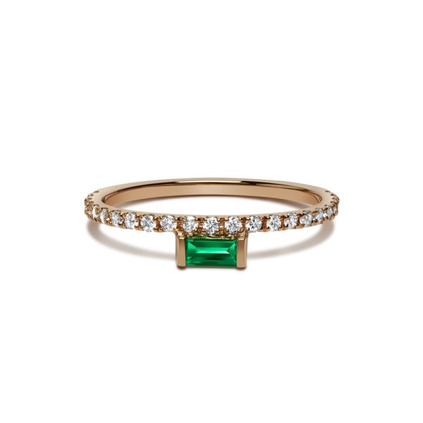 Nikita Ring with White Diamonds and Emerald by Selin Kent