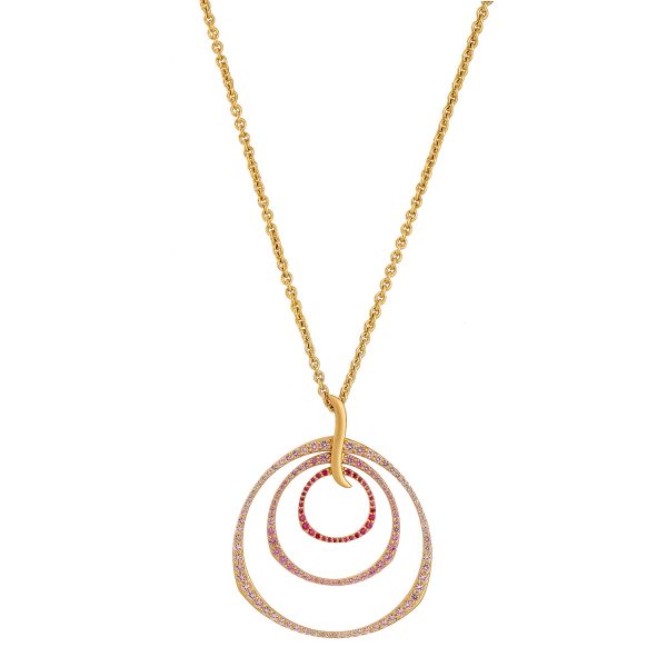 Ombre Rose Triple Hoop Pendant Necklace by Sandy Leong