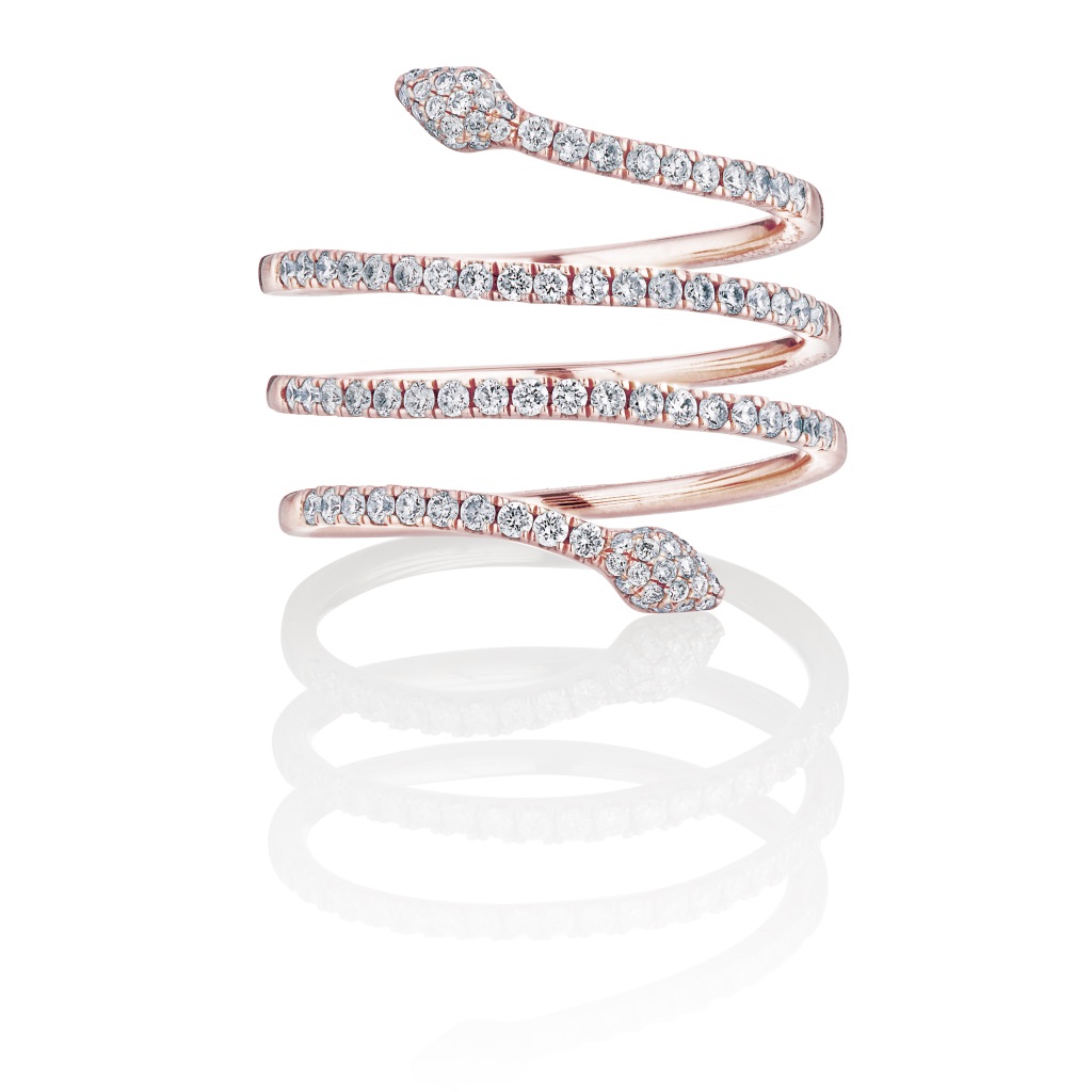 Serpentina Linea Ring Rose Gold and Diamonds by Vara Of London