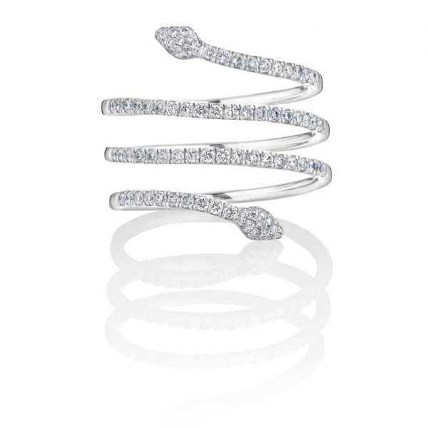 Serpentina Linea Ring in White Gold by Vara Of London