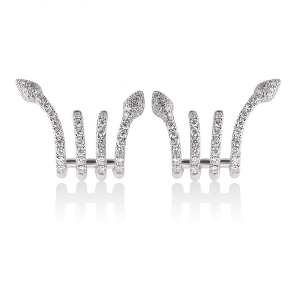 Serpentina Linea Earrings in White Gold by Vara Of London