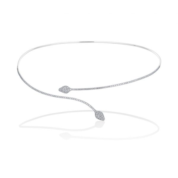 Serpentina Linea Necklace White Gold by Vara Of London