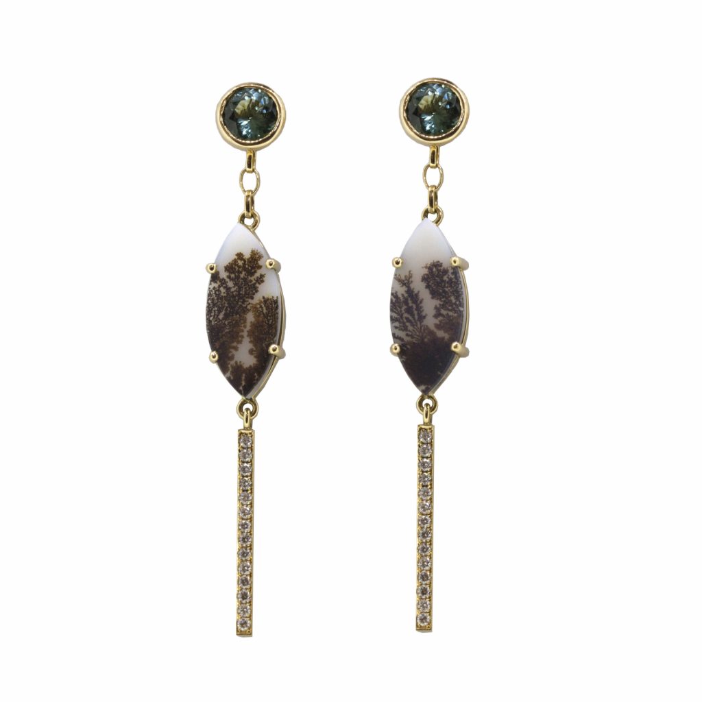 Agate Diamond Drop Earrings by Sorrel Bay