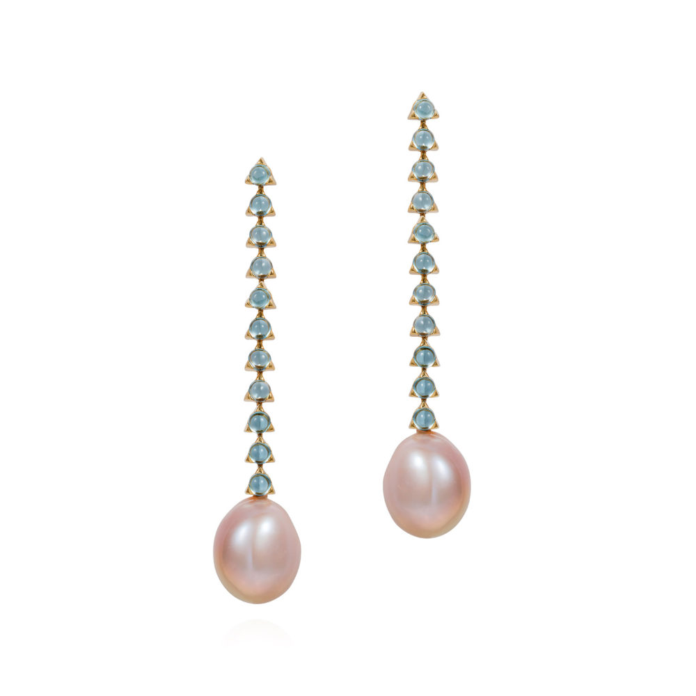 11 Stone Violet Baroque Pearl Earrings by Maviada