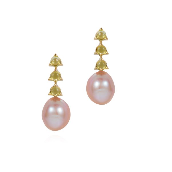 3 Stone Baroque Pearl Earrings by Maviada