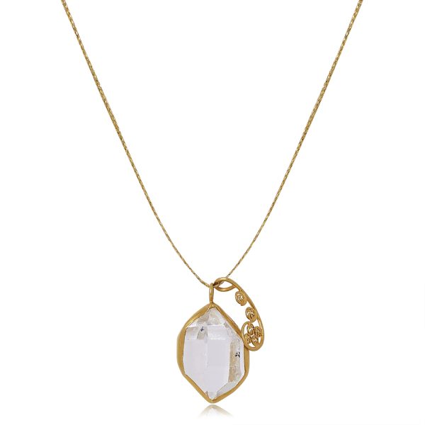 Colette Set Pendant with Herkimer and Gold Fern by Pippa Small