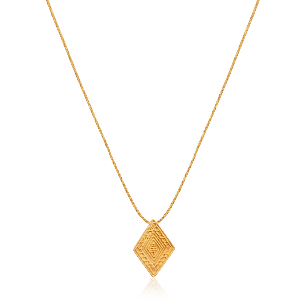 Gold Stamped Diamond Shaped Pendant by Pippa Small
