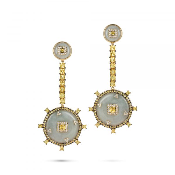 Celeste Yellow Sapphire and Jade Earrings by Nadine Aysoy