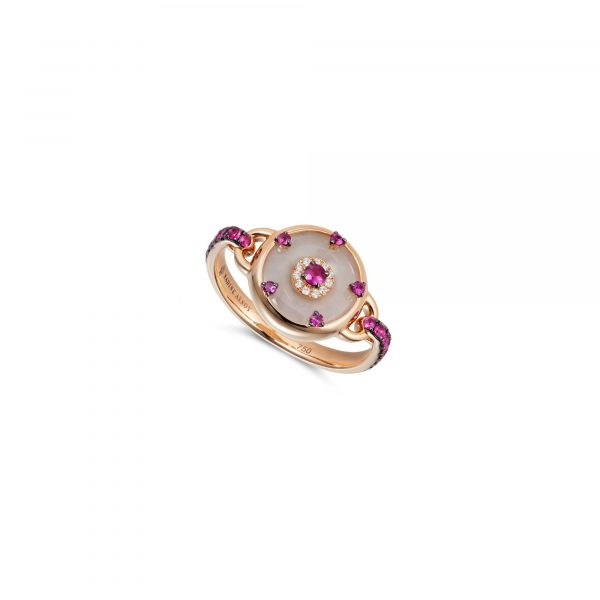 Celeste Pink Sapphire and Jade Ring by Nadine Aysoy