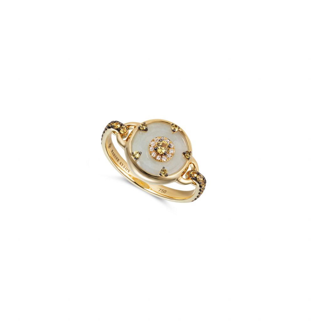 Celeste Yellow Sapphire and Jade Ring by Nadine Aysoy